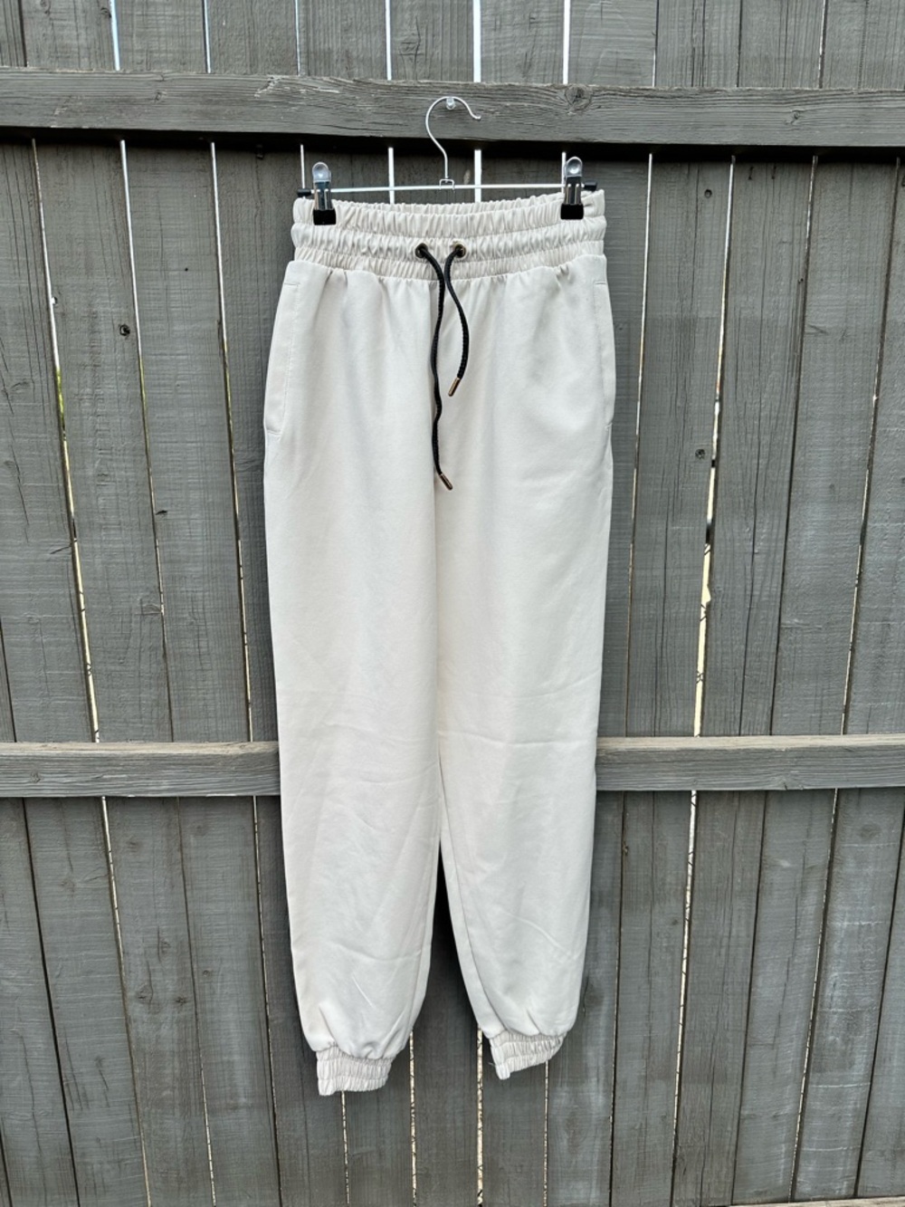 Zara Beige Elastic-Waist Drawstring Pants